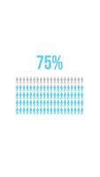 Animation illustrating increasing male population percentages with blue figures on a white background, transitioning smoothly over eight seconds video
