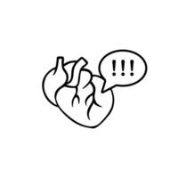 Heart with exclamation speech bubble symbolizing alert and urgency in minimalist style vector