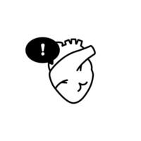 Heart highlighting urgency with exclamation mark in black speech bubble vector