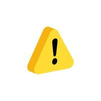 Icon showing yellow warning sign with exclamation mark in center for alert notification vector