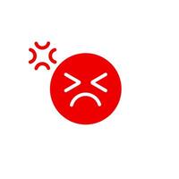 Bold angry face icon highlighted with red color showing intense emotional expression vector