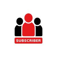 Icon of group with red subscriber text for community engagement and communication vector
