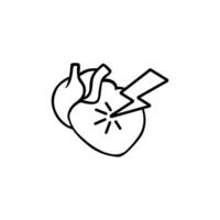 Heart with lightning symbol expresses power and energy in bold black outline style vector