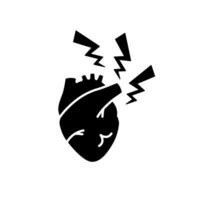 Heart with lightning symbolizing powerful energy and vitality in bold black and white design vector