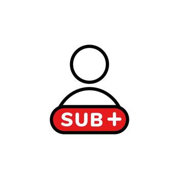Icon of user with subscription button in minimal style vector