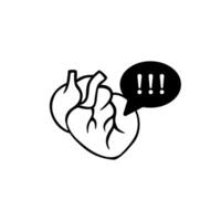 Heart with speech bubble expressive symbol of urgency and alarm in bold black and white design vector