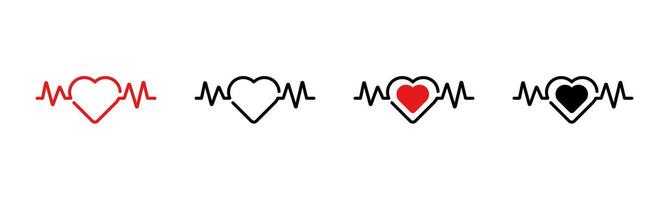 Icon displaying heartbeat symbol with heart health representation and variations vector