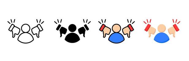 Icon of thumbs down and up simple design showing approval and disapproval in various styles vector