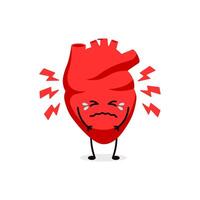 Heart cartoon with tears and lightning shows strong emotion and pain vector