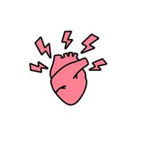 Heart with vibrant lightning bolts symbolizing energy and intense feelings vector