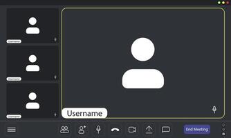 Users join an online meeting using a simple layout vector
