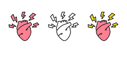 Heart trio with lightning symbols showing energy and vibrancy vector