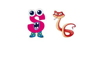 Playful animation of the letter S transforming into a snake with vibrant colors and whimsical style video
