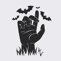 Spooky Hand Gesture with Bats Halloween Design vector