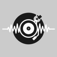 Stylized Black Vinyl Record Player with Sound Wave Graphic Element vector