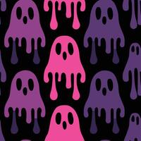 Dripping Melted Ghosts Halloween Pattern Pink Purple vector