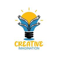 Stylized Lightbulb with Open Books and Creative Imagination Text vector