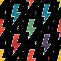 Retro Lightning Bolts Pattern with Stars and Small Lightning Accents vector