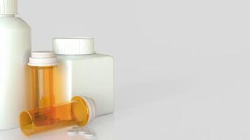 The Drug bottle on white background for Medical or health concept 3d Rendering. photo