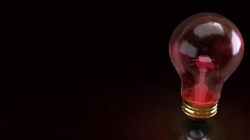 The Red light bulb or education or Idea concept 3d Rendering. photo