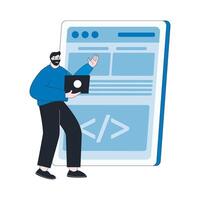 Landing page development concept Product landing page, website development, vector