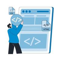 Landing page development abstract concept Product landing page, website development, design programmer vector