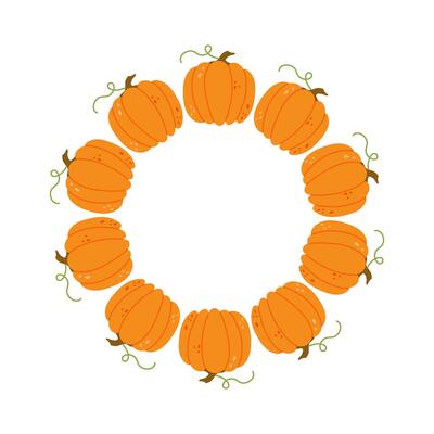 Autumn wreath with pumpkins