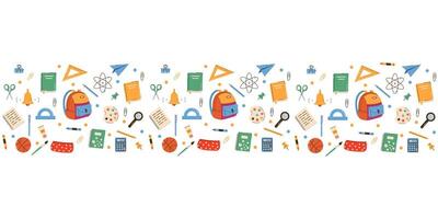 horizontal school supplies pattern for print, ads, web vector