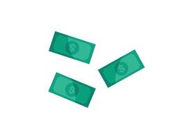 Falling American USD Dollar Bills in Various Positions Isolated on White Background vector