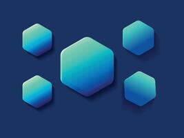 Abstract 3d illustration of symmetrical repeating blue gradient with geometric shapes and lines overlapping gray hexagon tiles. illustration vector