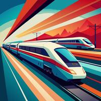 High Speed Train Illustration Modern Railway Travel vector