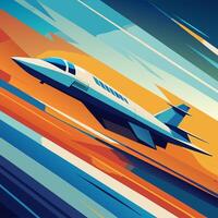 Futuristic Jet Plane in Fast Motion, Abstract Background vector