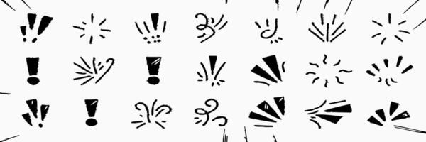 Hand drawn Exclamation Mark and Starburst Design Elements vector