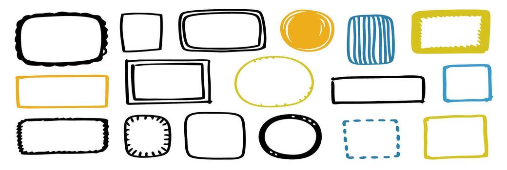 Hand drawn Doodle Frames Set of Assorted Shapes for Design vector