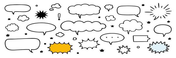 Hand drawn speech bubbles and comic book elements vector