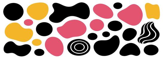 Abstract Shapes Background Pink, Black, Yellow Organic Forms vector