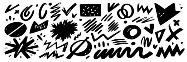 Hand drawn Doodle Elements Black Ink Abstract Shapes and Lines vector