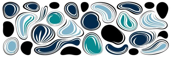 Abstract Blue Teal Black Swirl Shapes Pattern Background vector