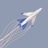 Airplane in Flight, Contrails, Air Travel Illustration vector