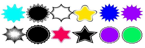 Collection of Colorful Starburst and Badge Shapes vector