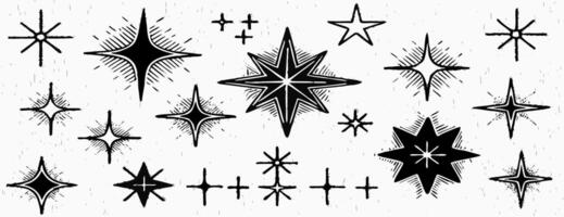 Hand drawn Starburst and Star Shapes Graphic Design Elements vector