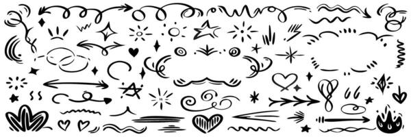 Hand drawn Doodle Arrows, Swirls and Design Elements vector