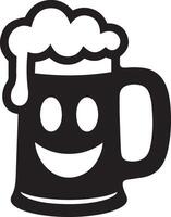 Happy Frothy beer mug silhouette icon with a smiling face vector