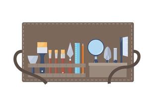 Archaeological tools, set. Brushes instruments for excavating historical treasures. illustration. vector