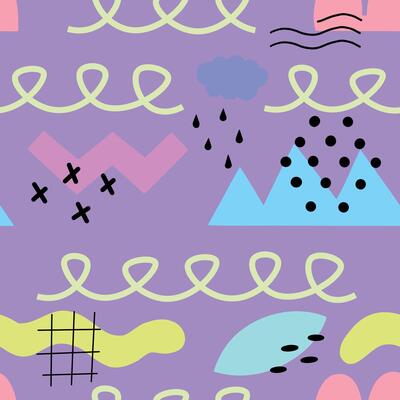 90s graphic abstract geometric seamless pattern. Illustration for printing, backgrounds, covers and packaging. Image can be used for greeting cards and textile. Isolated on white background.