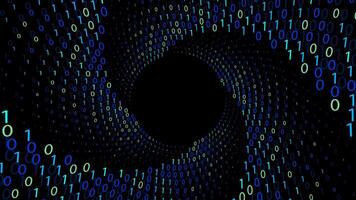 Futuristic background featuring binary code forming a swirling vortex. vector