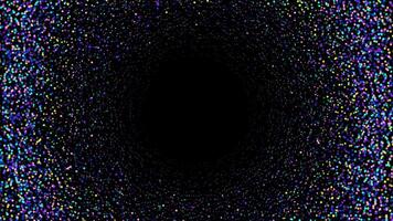 Frame of multicolored glowing dots forming a circular pattern on a dark background. Abstract background. vector