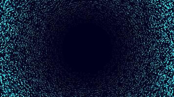 Dark abstract background with scattered blue dots forming a radial gradient effect, creating a sense of depth and motion. vector