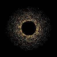 Circular burst of golden and white shimmering dots on a black background, resembling a radiant cosmic portal or a luxurious festive explosion. vector