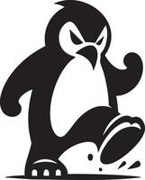 Angry Penguin Marching Fiercely With Determined Expression and Splash vector